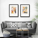 Set 2 Cuadros Living Le Jardin Botanico 53x43cm Con Paspartu Marco Negro