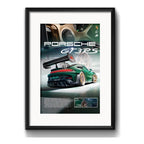 Cuadro Porsche Carrera 911 Gt3 Rs Auto 53x43cm Con Paspartú Marco Negro