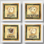 Set 4 Cuadros Poker Cartas La Mano Del Muerto Juegos Decora
