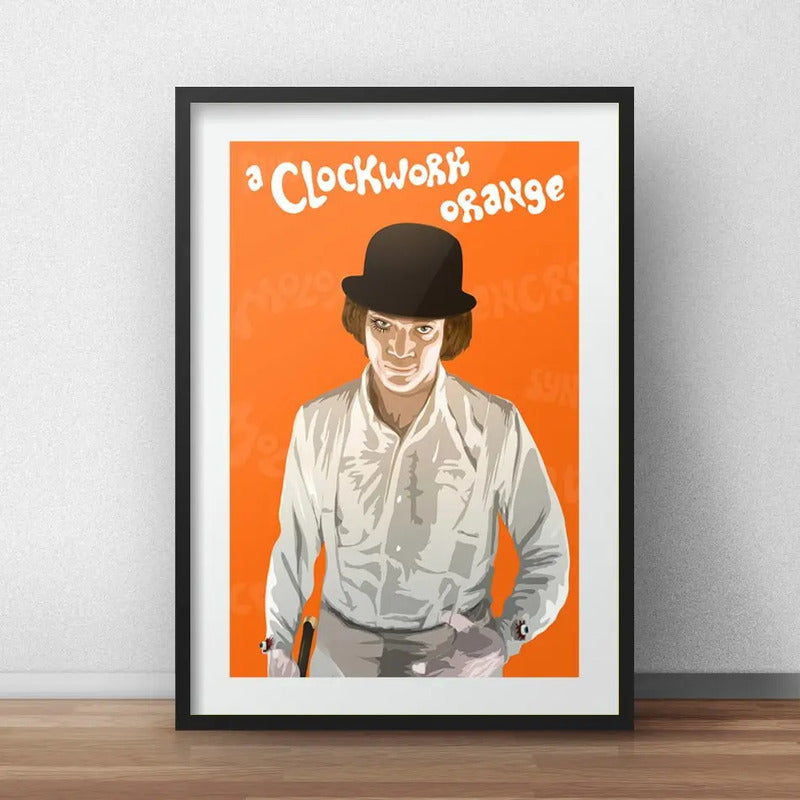Cuadro La Naranja Mecánica Pop Art Pelicula Con Paspartú Marco Negro