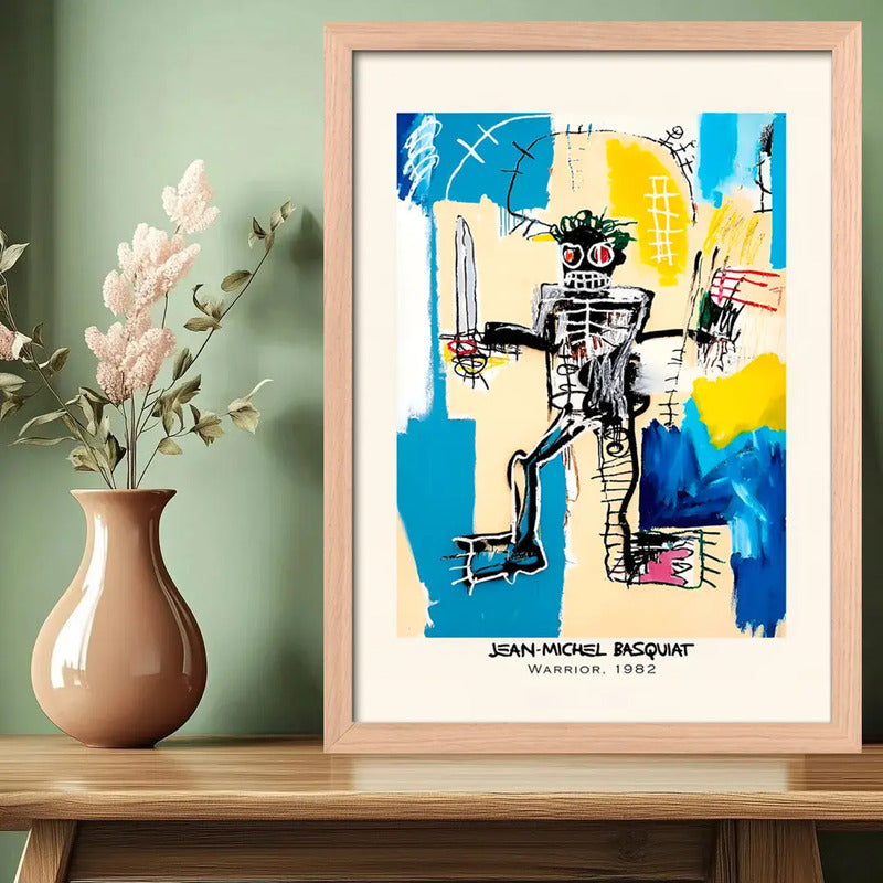 Cuadro Basquiat El Guerrero 1982 Arte Urbano Marco Oak Marco Marrón Claro