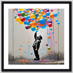Cuadro Banksy Flying Balloon Girl Arte Decoracion 33x33cm Marco Negro