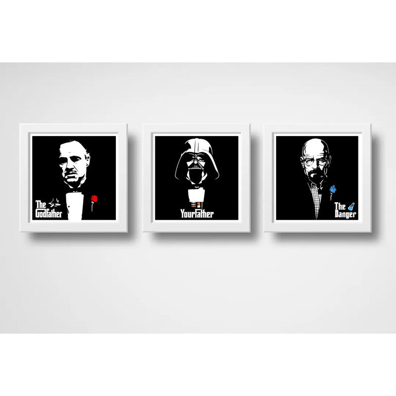 Set 3 Cuadros Darth Vader El Padrino Heisenberg Godfather