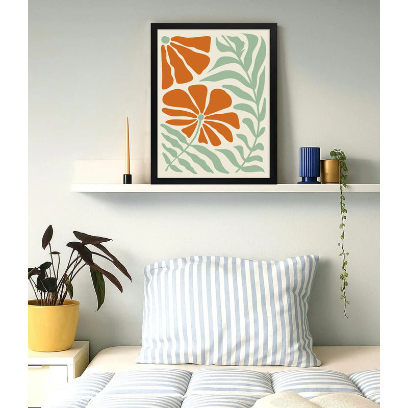 Cuadro Boho Botanico Flores Plantas Abstracto Tonos Nude Flores Boho 2 Negro