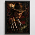 Cuadro Freddy Krueger Pelicula Pesadilla Calle Elm Terror 3d Marco Negro