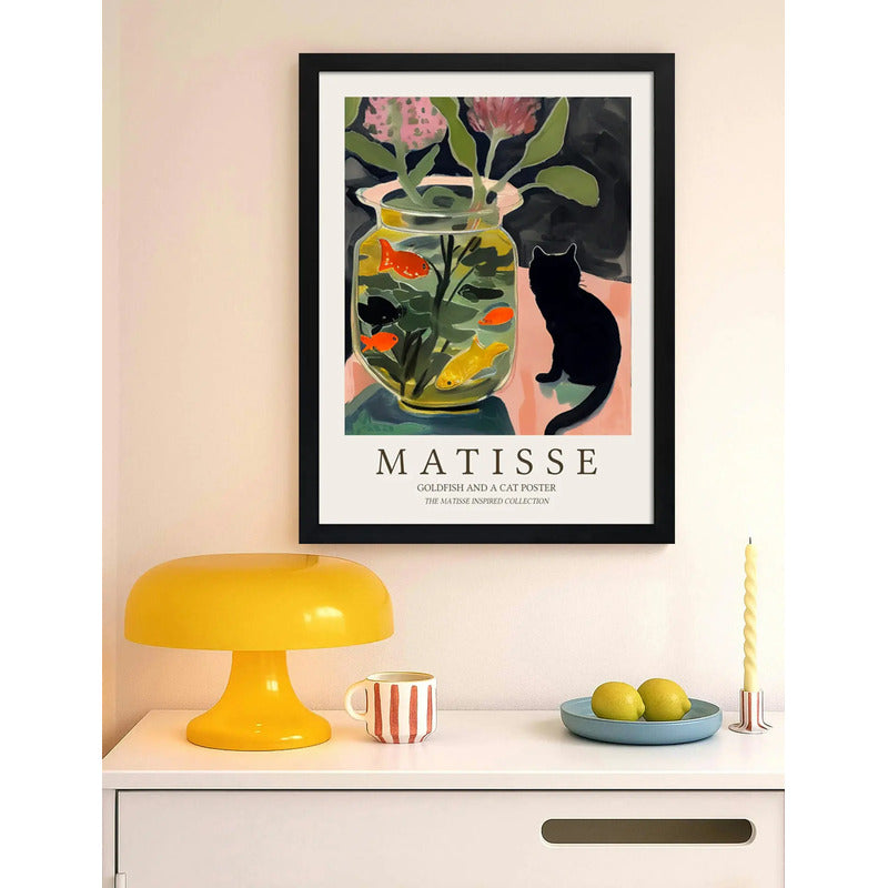 Cuadro Dormitorio Living Matisse Gato Pez Dorado Exposicion Marco Negro