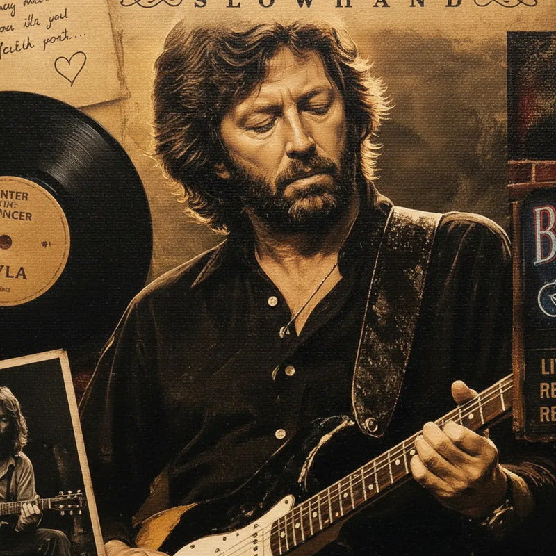 Cuadro Eric Clapton Blues Rock Guitarra Arte Vintage Marco Negro