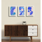 Set 3 Cuadros Decoración Playera Nautico Paraíso Subacuático Marco Blanco