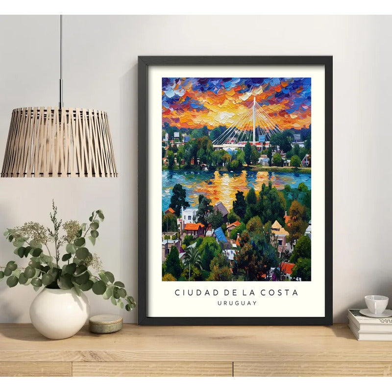Cuadro Ciudad De La Costa Solymar Uruguay Paisajes Puente Marco Negro