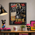 Cuadro Tina Turner Elementos Iconicos Rock Pop Arte Vintage Marco Negro