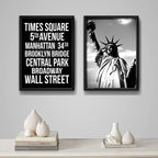 Set 2 Cuadros Nueva York Estatua Libertad Blanco Y Negro