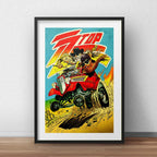 Cuadro Zz Top Rock Blues Clasico Decoracion Con Paspartú Marco Negro