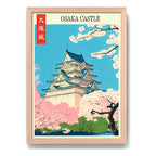 Cuadro Living Dormitorio Castillo Osaka Flor Arte Japon Oak Marco Negro