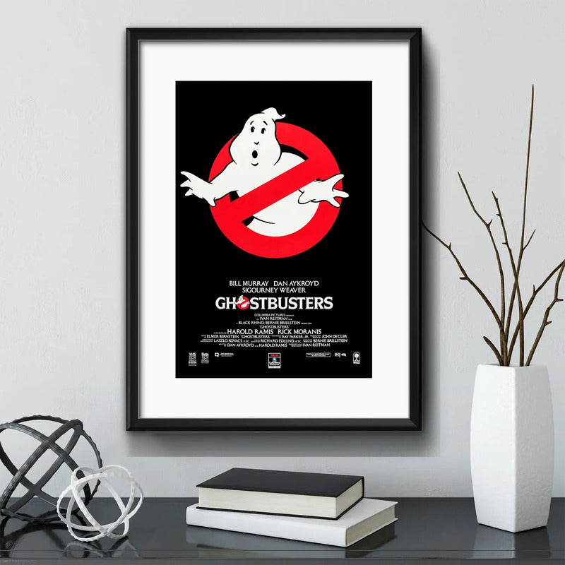 Cuadro Ghostbusters Cazafantasmas Pelicula Con Paspartú Modelo 1 Con Marco Negro