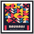 Cuadro Bauhaus Arte Arquitectura Geometrica Colores 33x33cm Bauhaus 9 Marco Negro