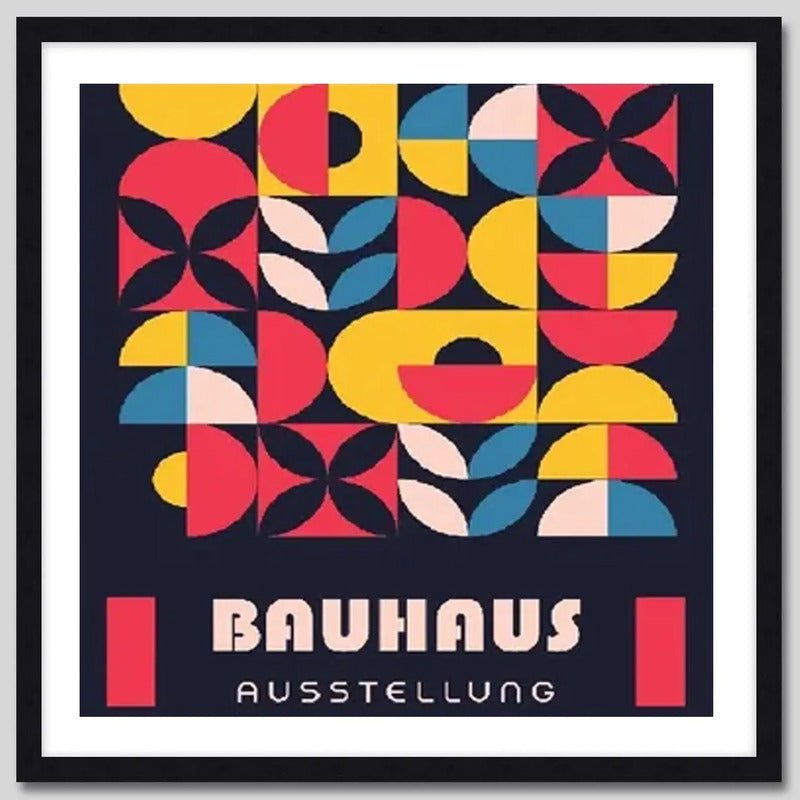 Cuadro Bauhaus Arte Arquitectura Geometrica Colores 33x33cm Bauhaus 9 Marco Negro