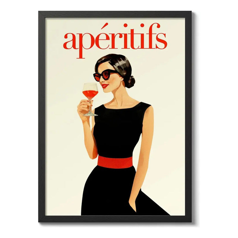 Cuadro Aperitifs Vintage Cocktail Retro Arte Decoracion Marco Negro