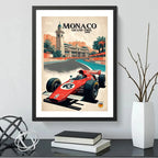 Cuadro Monaco Pista De Carrera Autodromo Formula 1 Vintage Monaco Gran Premio 1998 Con Marco Negro