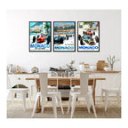Set 3 Cuadros Monaco Coleccion Autodromo Formula 1 Retro Marco Negro