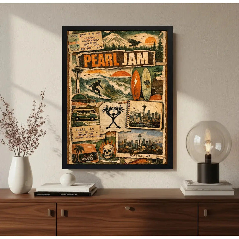 Cuadro Pearl Jam Vitalogy Seattle Grunge Rock Eddie Vedder Marco Negro
