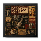Cuadro Living Comedor Cocina Café Espresso Coffee Retro Brs1 Marco Negro