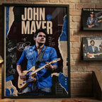 Cuadro John Mayer Signature Arte Rock Pop Guitarrista Marco Negro