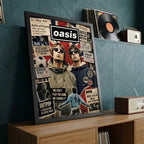 Cuadro Oasis Elementos Icónicos Manchester Futbol Arte Rock Marco Negro