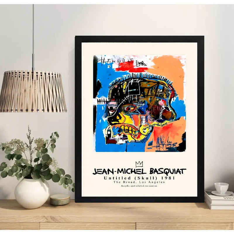 Cuadro Basquiat Sin Título Cráneo Arte Urbano Decoración Marco Negro