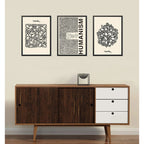 Set 3 Cuadros Keith Haring Humanism Obra Mural Street Art Marco Negro