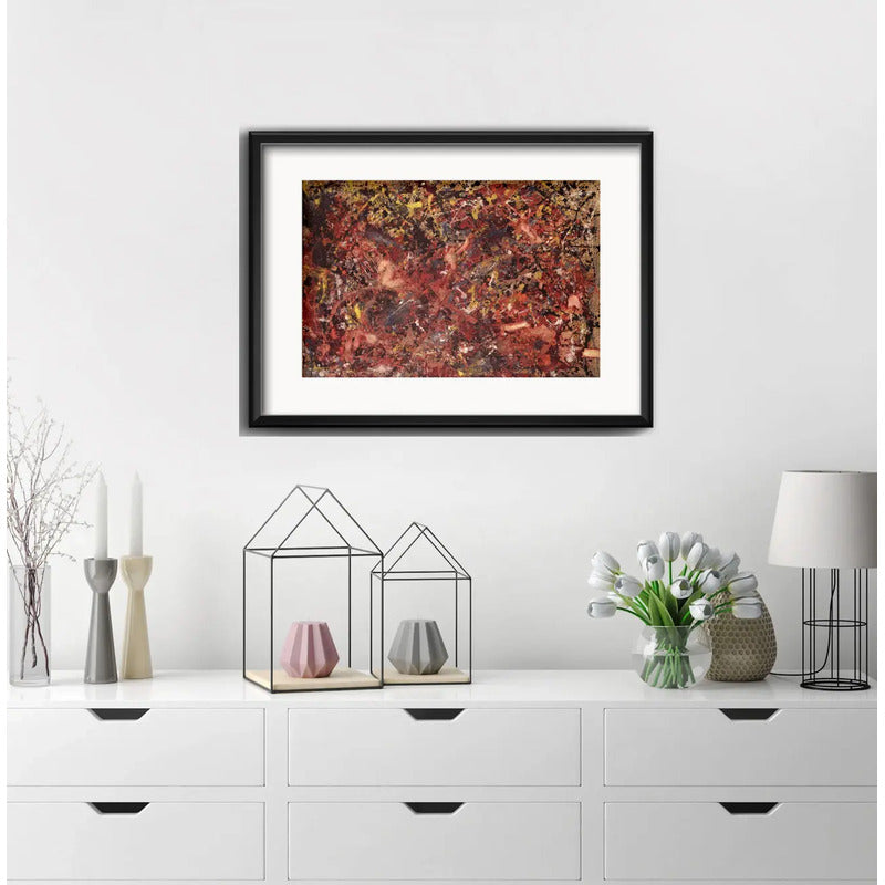 Cuadro Jackson Pollock Abstracto Brs7 53x43cm Con Paspartú Marco Negro