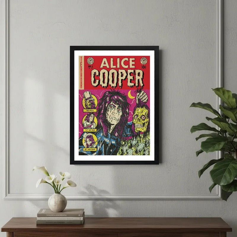 Cuadro Alice Cooper Terror Comics Calavera Rock Metal Musica Marco Negro