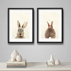 Set 2 Cuadros Conejo Pet Animal Arte Decoracion Con Paspartú