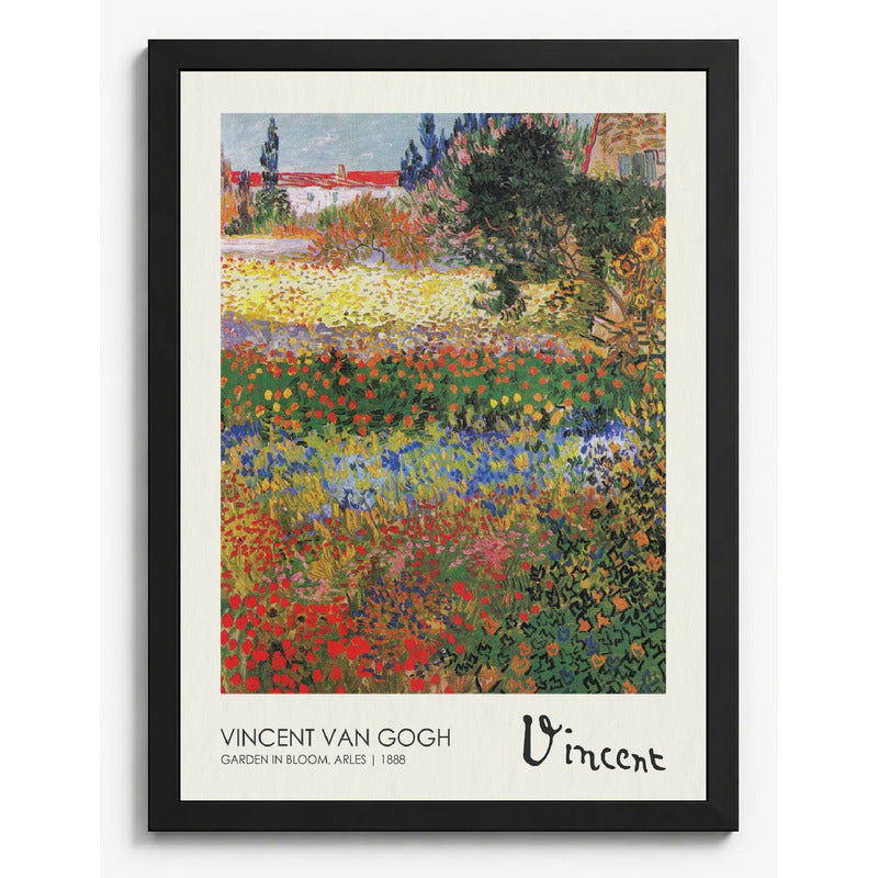 Cuadro Dormitorio Living Jardín En Flores Van Gogh Signature Marco Negro