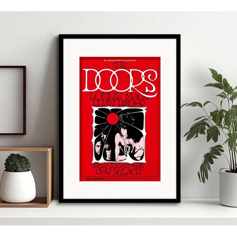 Cuadro The Doors Rock Concierto Show Decoracion Con Paspartú Marco Negro