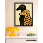 Cuadro Dormitorio Living Duo Canino Tonos Neutros Beige Marco Negro