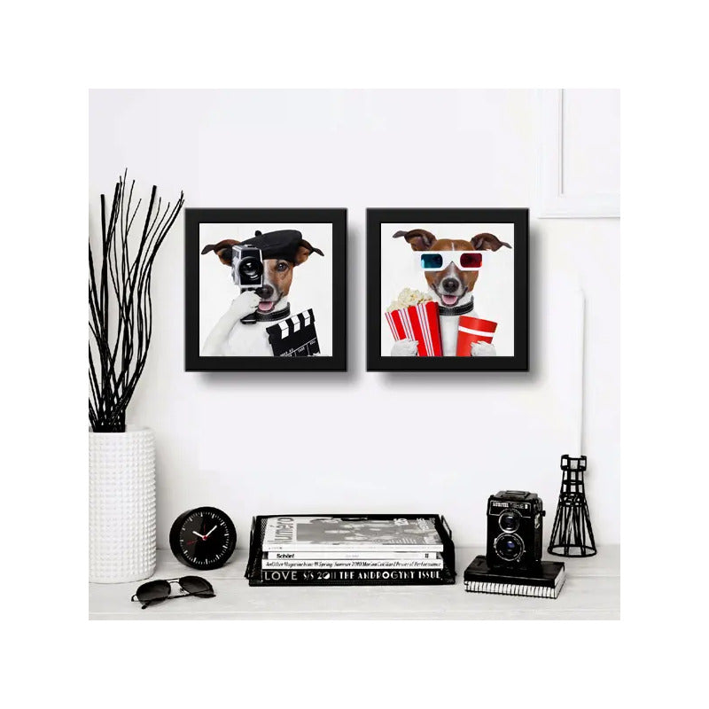 Set 2 Cuadros Perro Cinema Mascota Pet Arte Decoracion
