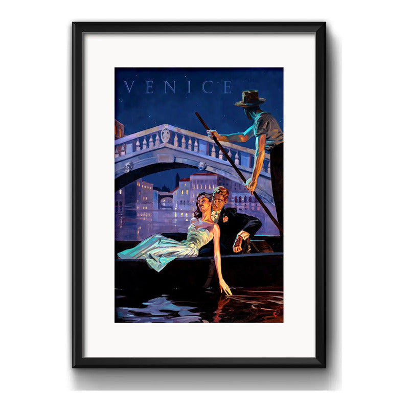 Cuadro Venecia Italia Canales Ciudad Decoracion Con Paspartú Marco Negro