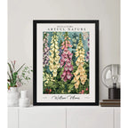 Cuadro Living William Morris Flores Dedaleras Arte Botanico Marco Negro