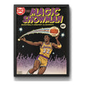Cuadro Magic Johnson Lakers Comics Retro Baloncesto Deportes Marco Negro
