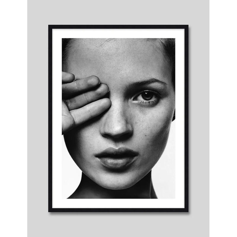 Cuadro Kate Moss Modelo Fashion Moda Blanco Negro Decoracion Kate Moss Hand Over Eye Negro