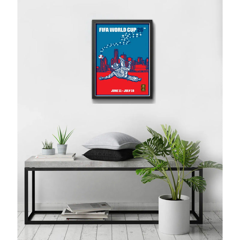 Cuadro Copa Del Mundo Futbol Fifa 2026 Póster Oficial Ciudad Dallas Estados Unidos Negro