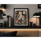 Cuadro Dormitorio Living Buho Flores William Morris Owl Negro