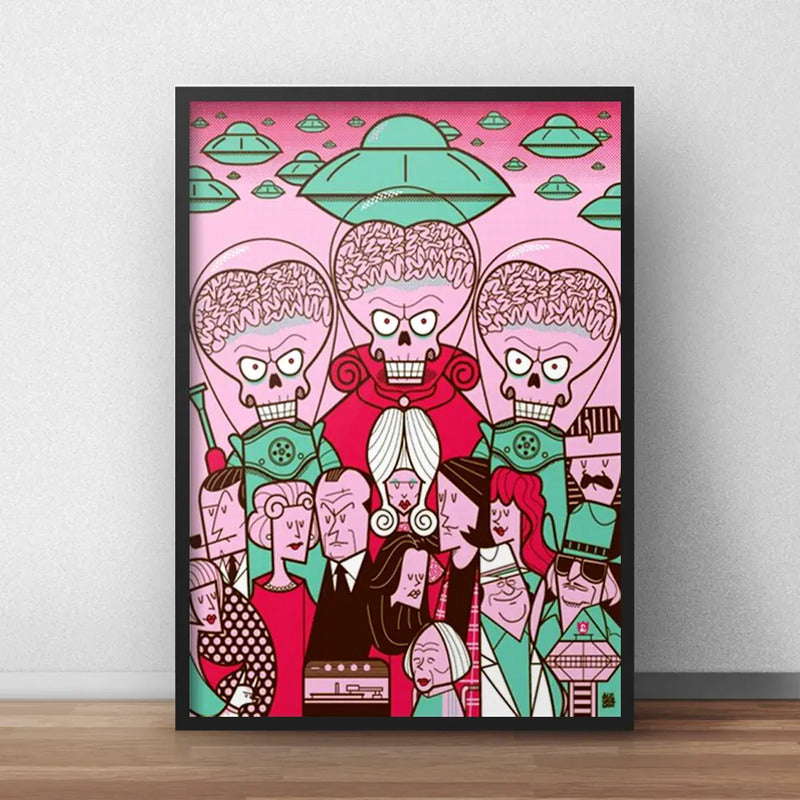 Cuadro Marcianos Al Ataque Marte Et Pelicula Arte Decoracion Marco Negro