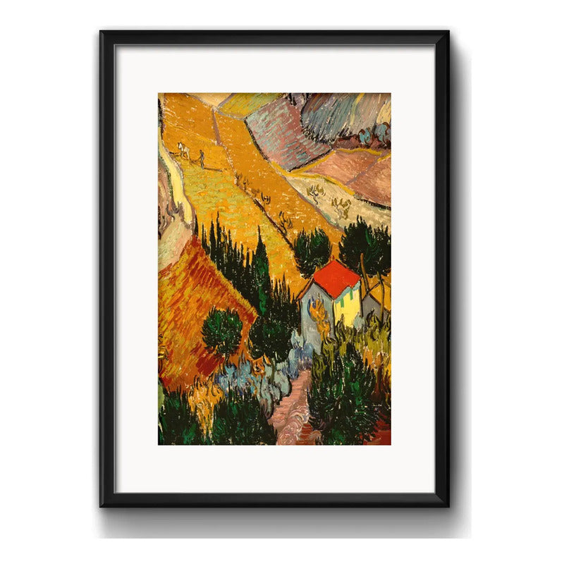 Set 3 Cuadros Van Gogh Obras Noche Estrellada Terraza Café 43x33cm Con Paspartú Marco Negro