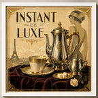 Cuadro Living Comedor Cocina Café Paris Art Deluxe 33x33cm Marco Blanco