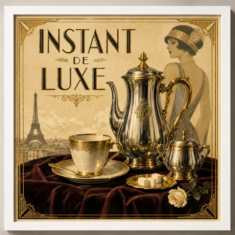 Cuadro Living Comedor Cocina Café Paris Art Deluxe 33x33cm Marco Blanco