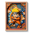 Cuadro Naruto Anime Kids Manga Geek Arte Efecto 3d Marco Madera Oak Madera Clara