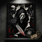 Cuadro Scream Grita Ghostface Pelicula Terror Efecto 3d Marco Negro