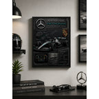 Cuadro Mercedes Amg Formula 1 Auto Icónico Specs Efecto 3d Marco Negro