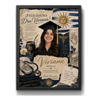Cuadro Personalizado Graduación Diploma Detalles Arte Regalo Modelo 2 Negro